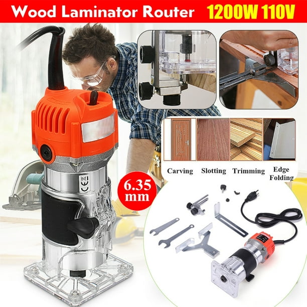 300W 30000RPM Electric Hand Trimmer 1/4'' Wood Laminate Palm Router Joiner Tool 
